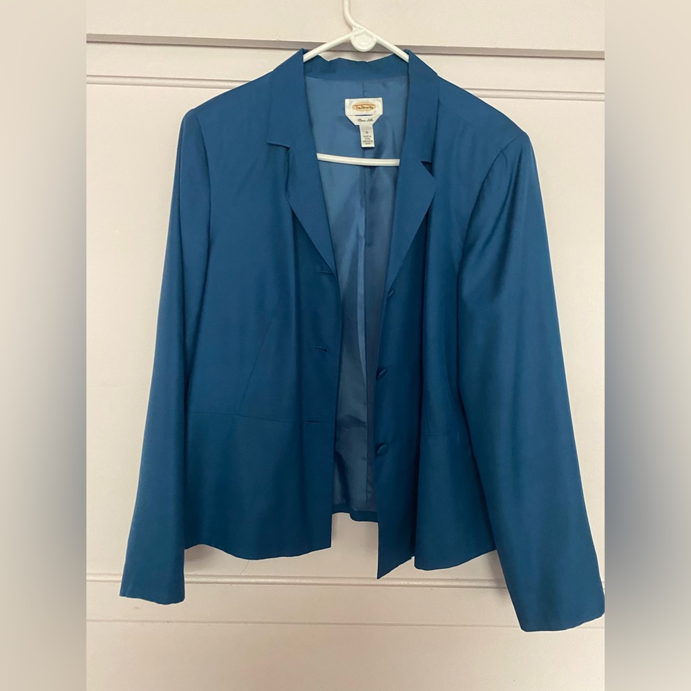 Talbots 100% Silk Teal Blazer - Sz 16